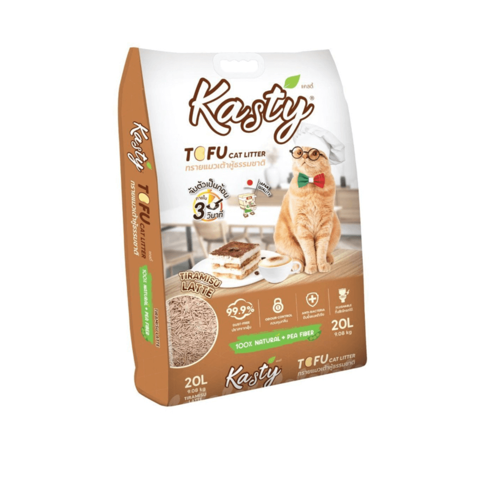 ทรายแมวเต้าหู้ kasty กลิ่นทิราเมสุ ลาเต้ ขนาด 20 ลิตร